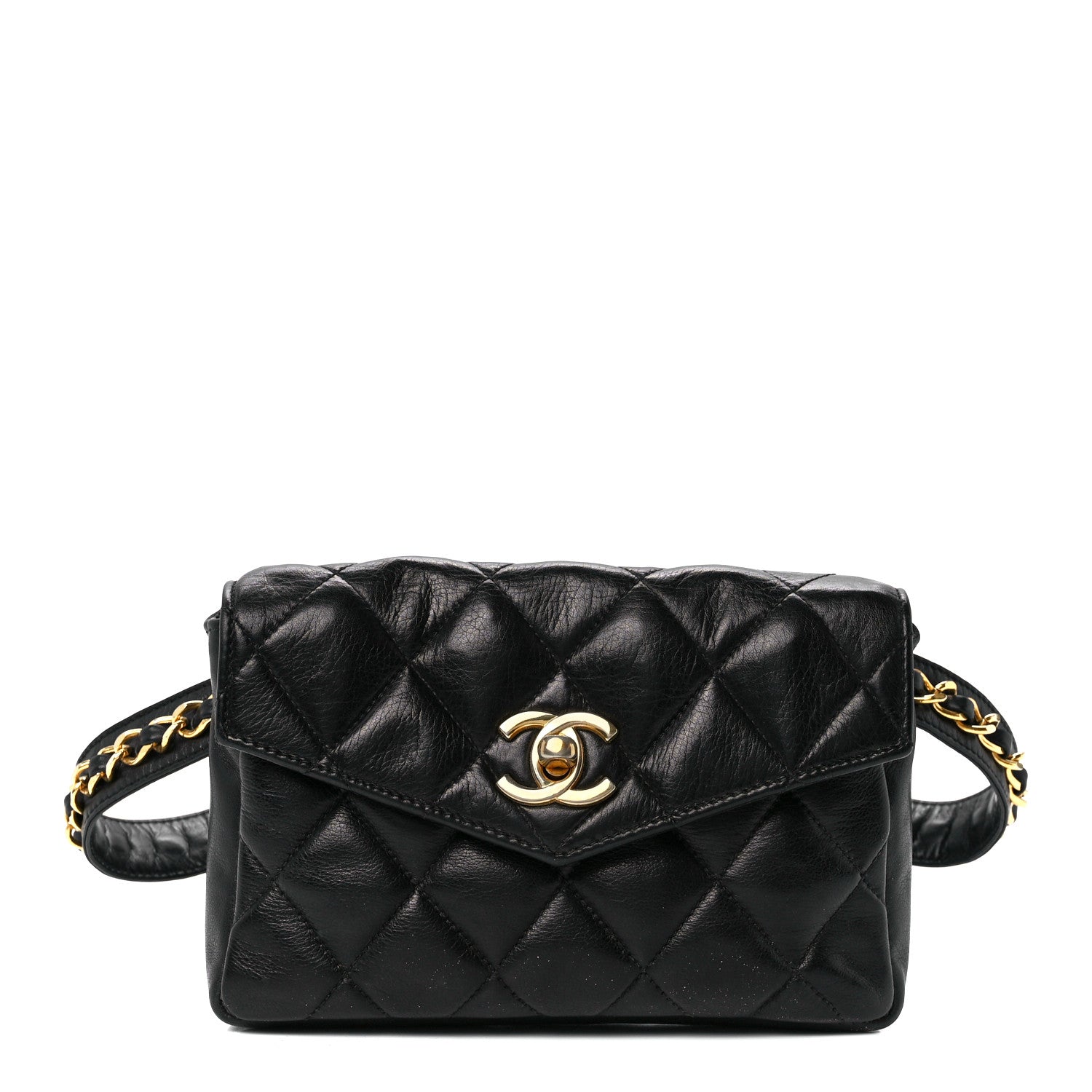 Chanel Calfskin Quilted Flap Waist Belt Bag 70 28 Black 1 of 14