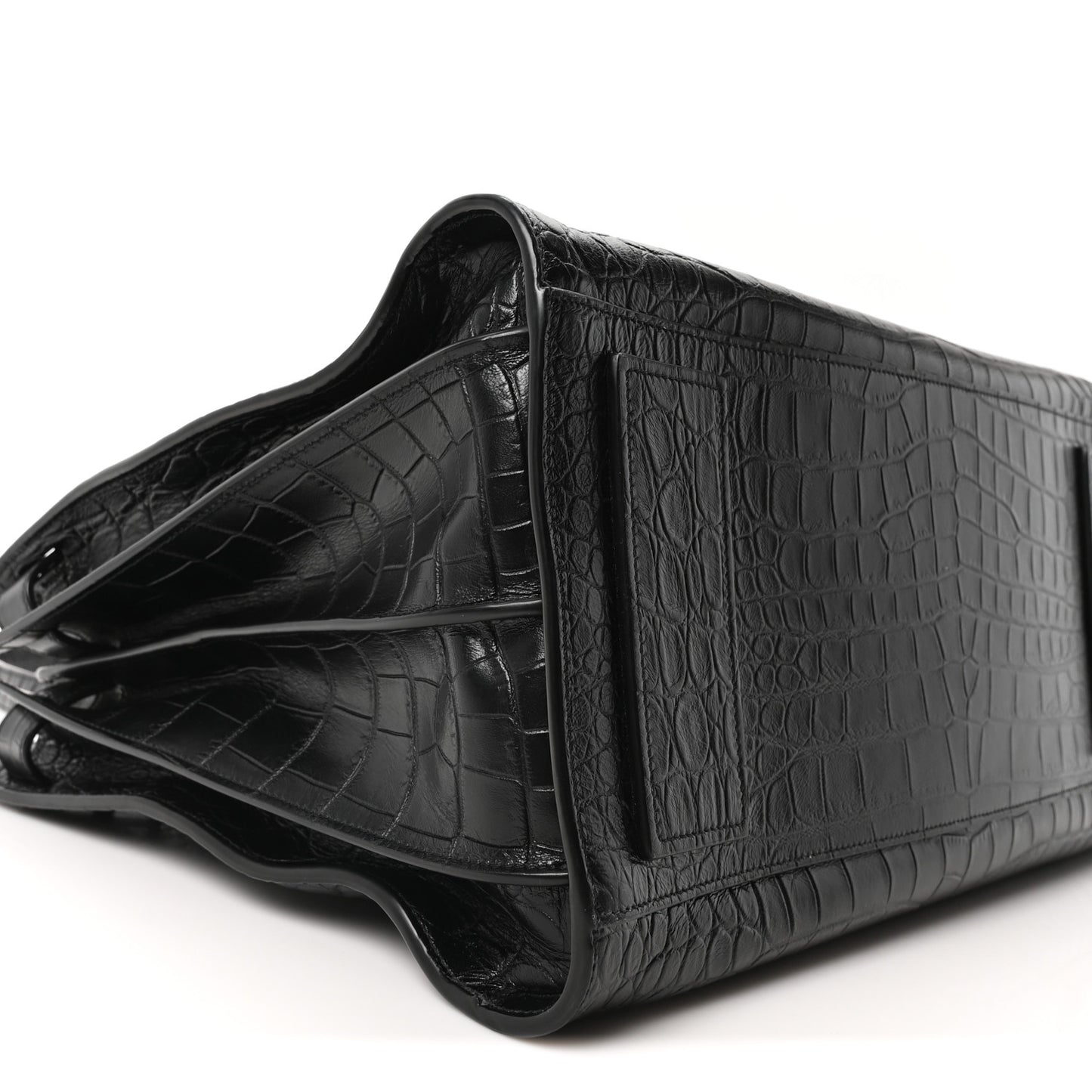 Calfskin Crocodile Embossed Large Souple Sac De Jour Black