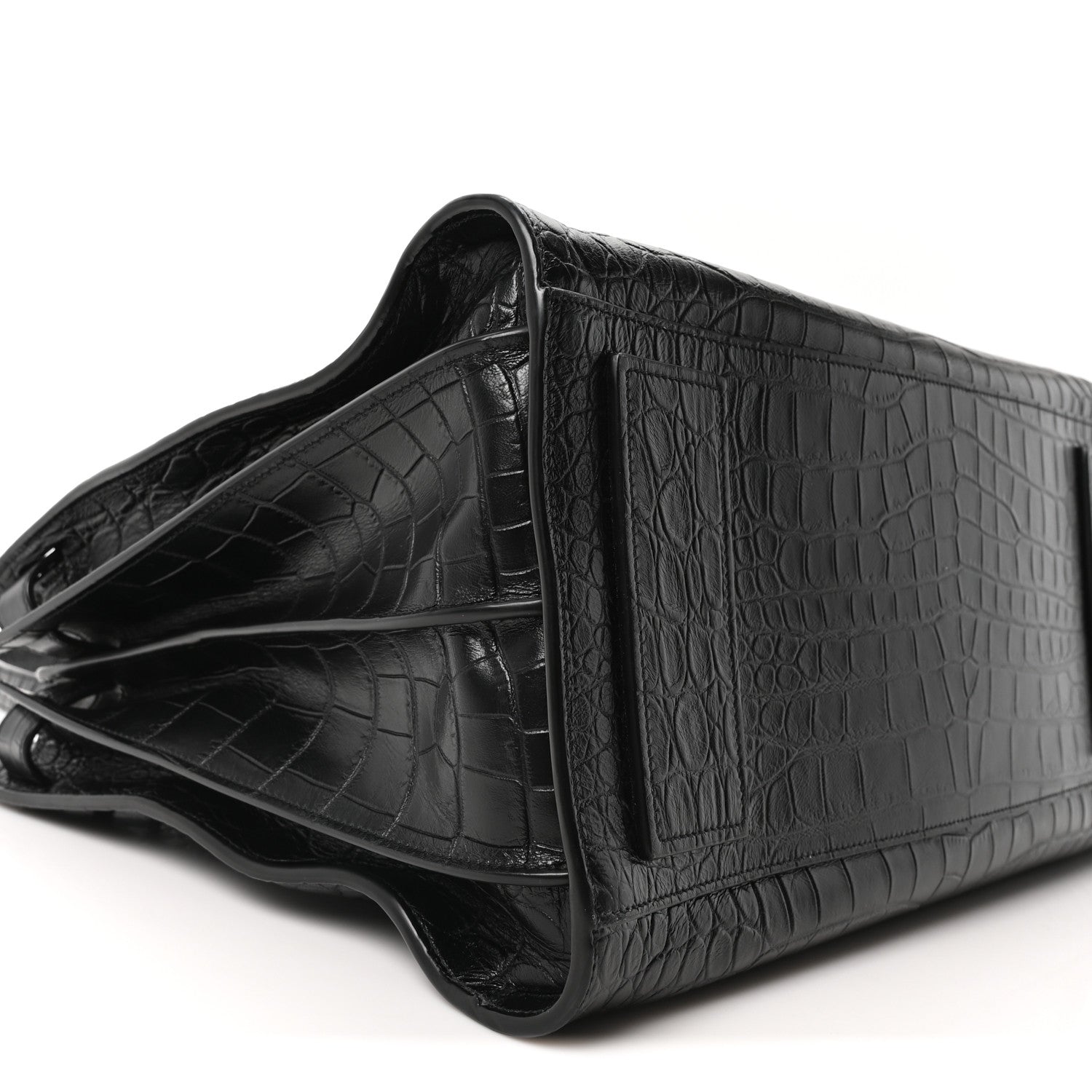 Saint Laurent Calfskin Crocodile Embossed Large Souple Sac De Jour Black 9 of 10