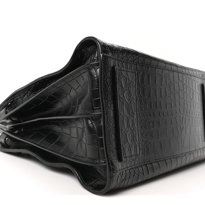 Saint Laurent Calfskin Crocodile Embossed Large Souple Sac De Jour Black 9 of 10