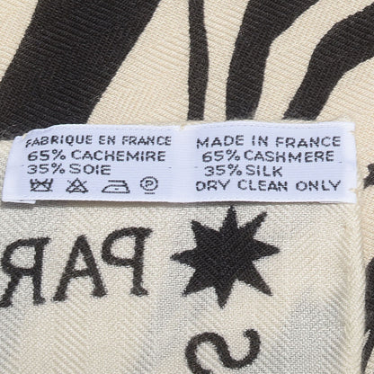 Hermes Cashmere Silk Zebra Pegasus Shawl 140 White Black Naturel 4 of 9