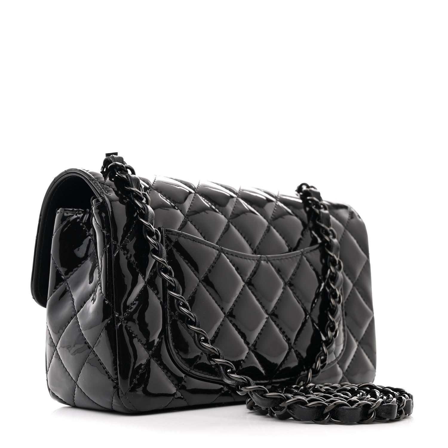 Chanel Patent Calfskin Quilted Mini Rectangular Flap So Black 3 of 11