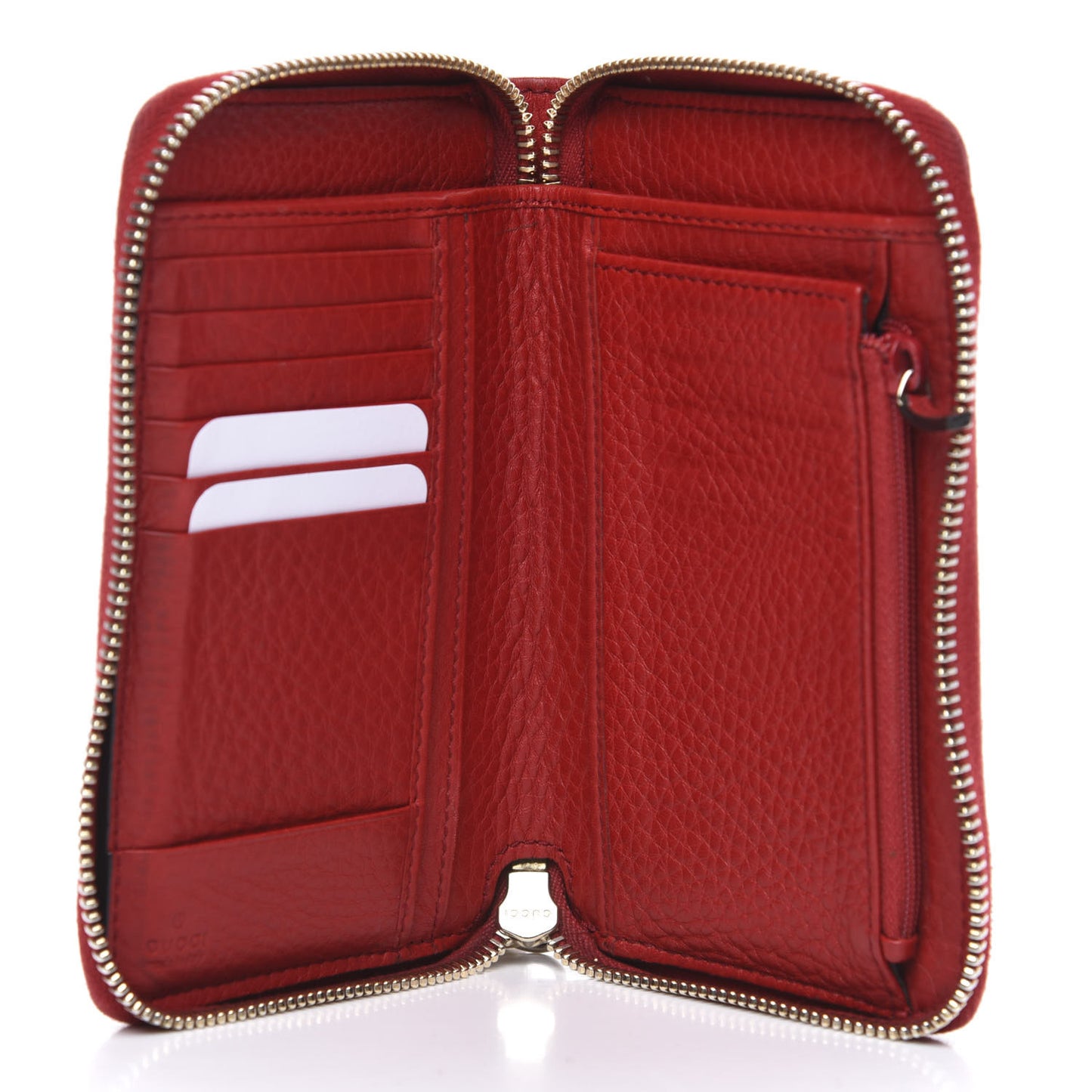 Pebbled Calfskin Medium Soho Zip Around Wallet Red
