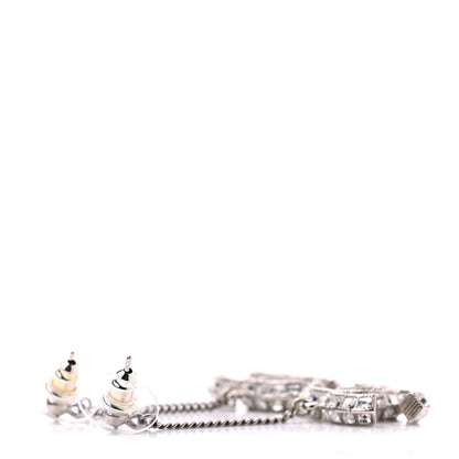 Chanel Baguette Crystal CC Drop Earrings Silver 3 of 4