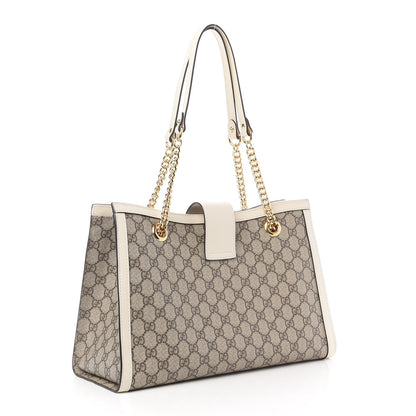 Gucci GG Supreme Monogram Medium Padlock Tote White 3 of 12