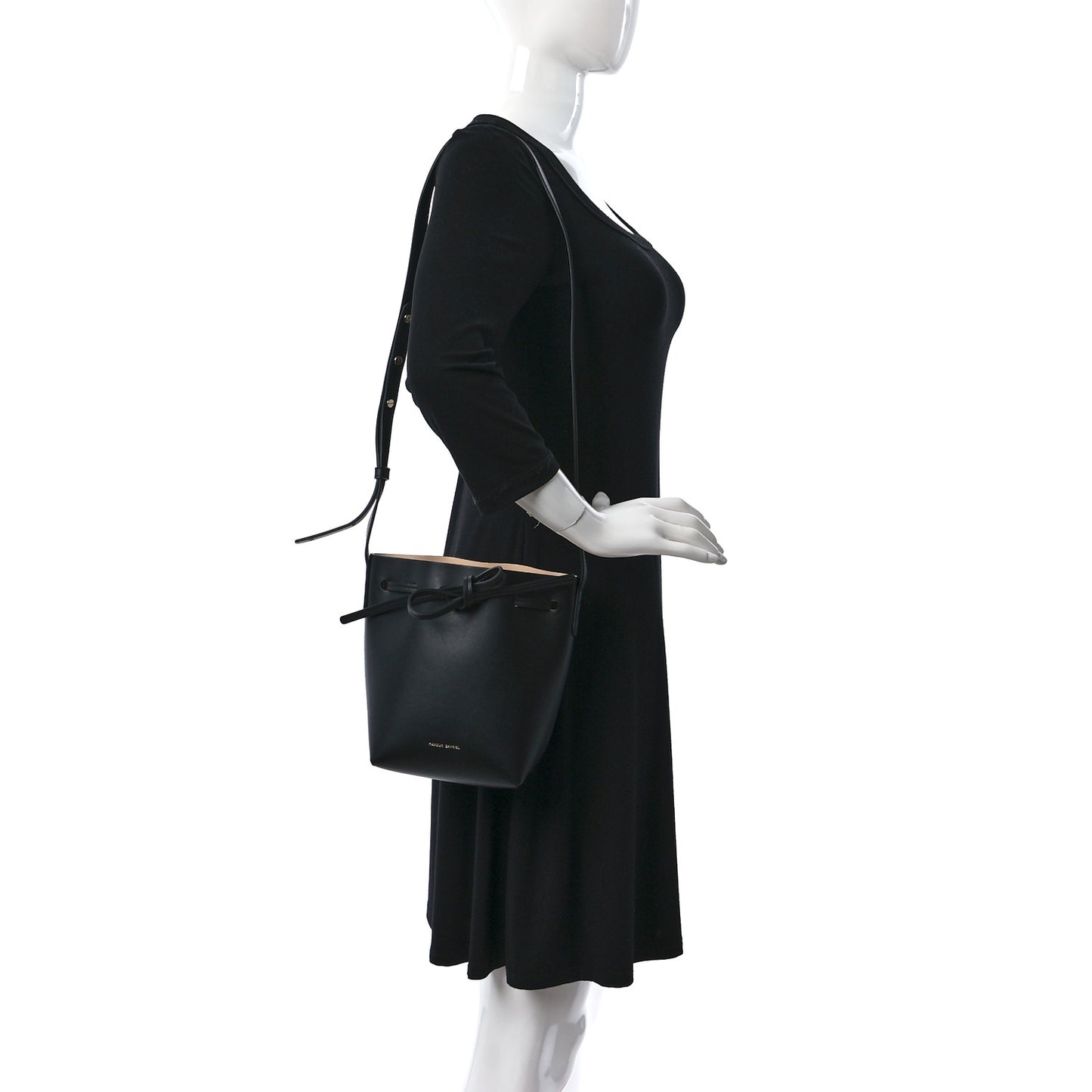 Vegetable Tanned Calfskin Mini Mini Bucket Bag Black Ballerina