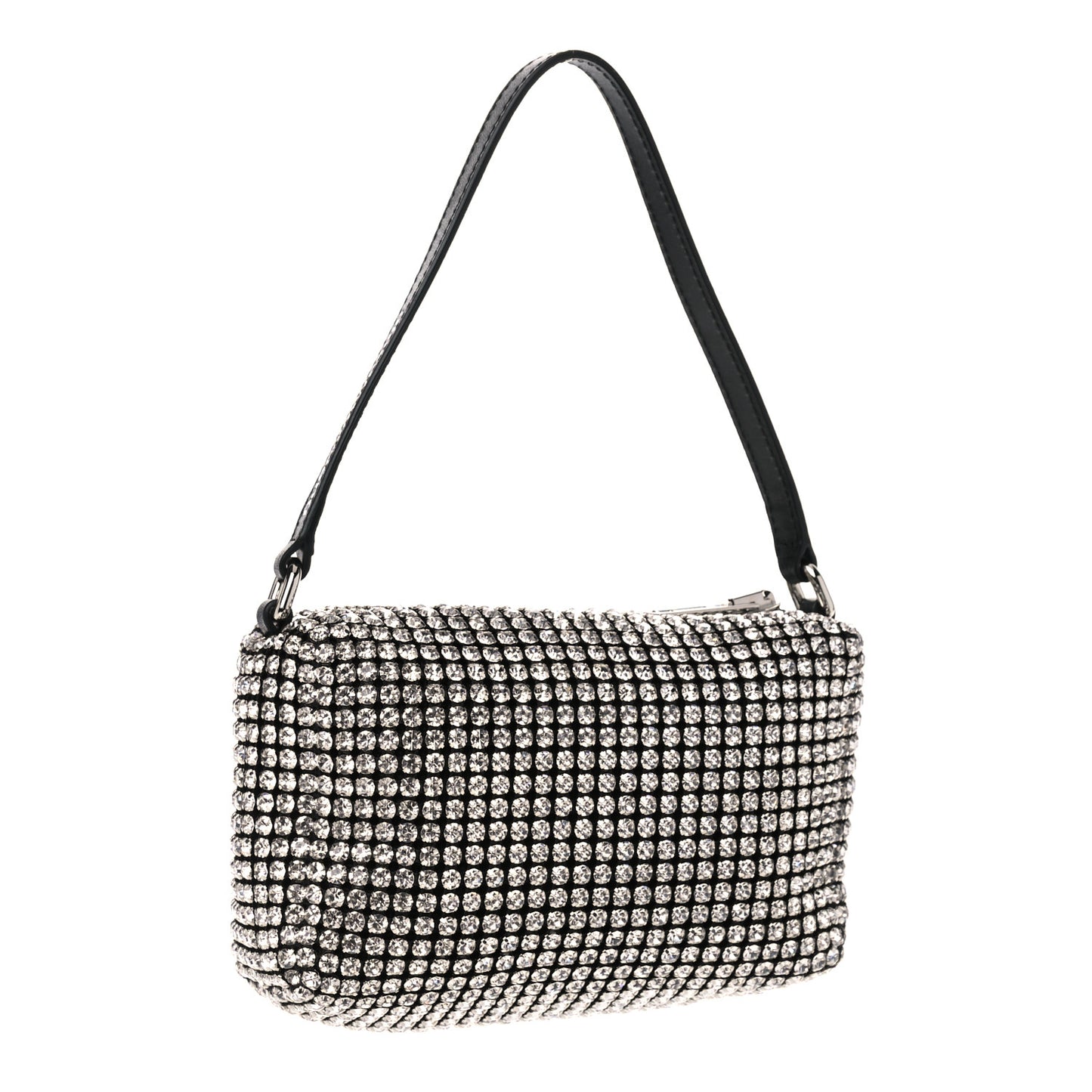 Mesh Crystal Wanglock Fortune Cookie Bag Black