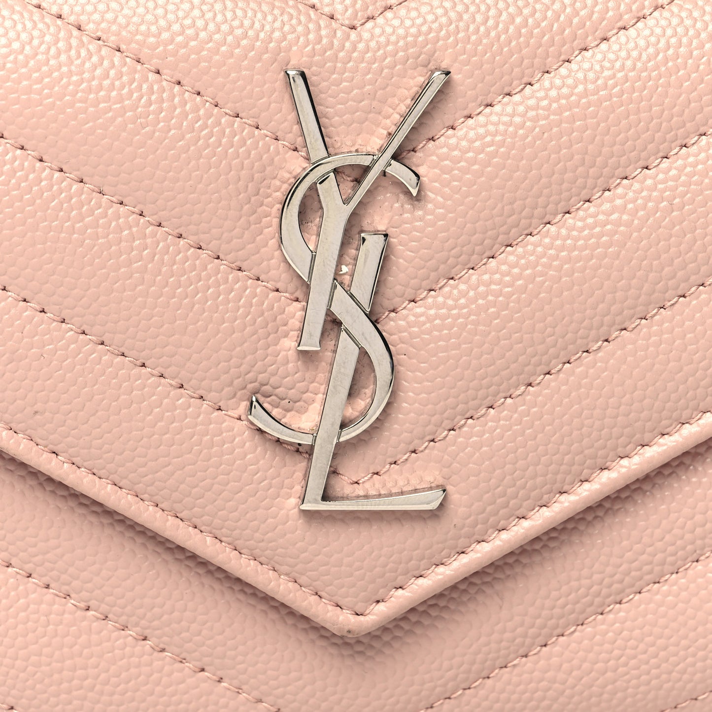 Grain De Poudre Matelasse Chevron Monogram Compact Tri Fold Wallet Pale Pink