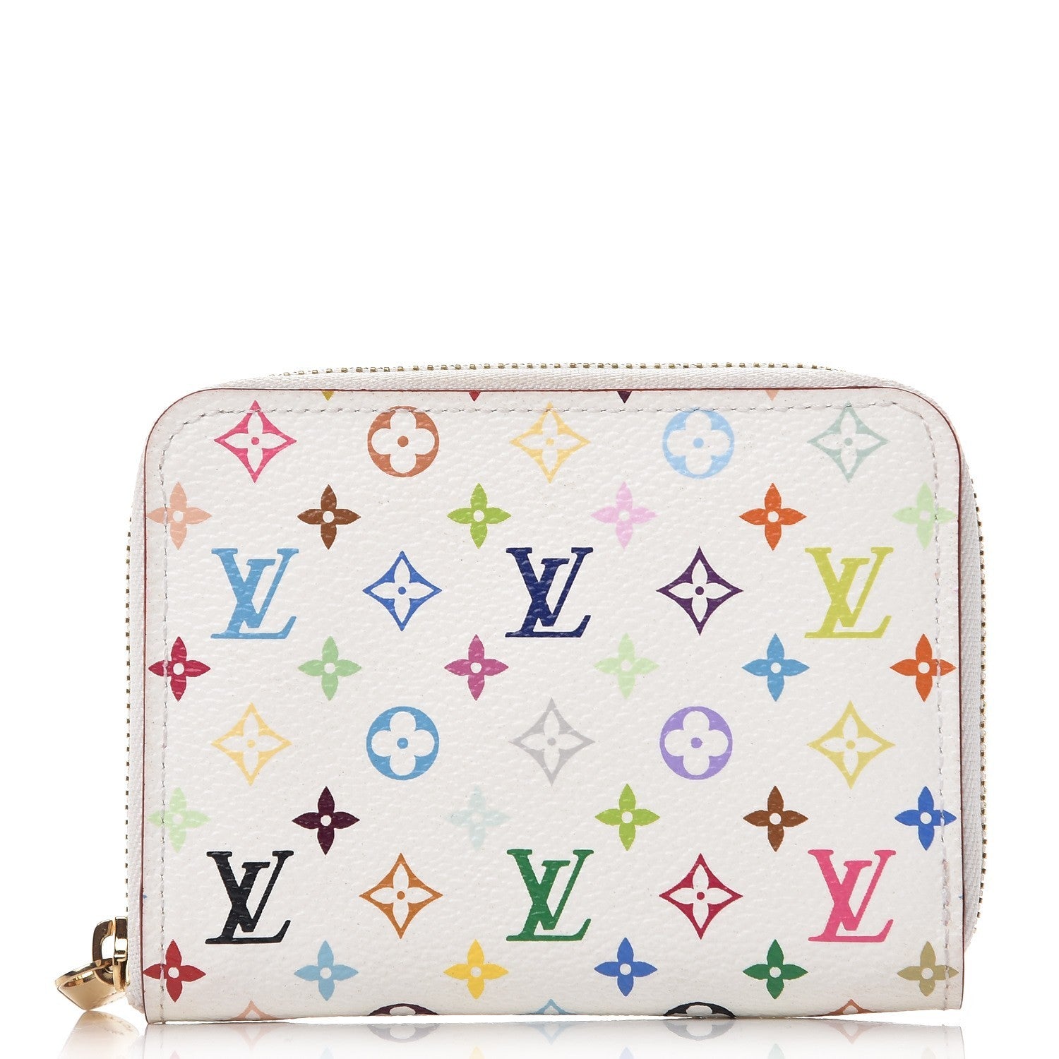 Louis Vuitton Monogram Multicolor Zippy Coin Purse Wallet White Litchi 1 of 8