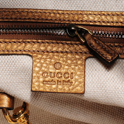 Gucci Metallic Pebbled Calfskin Medium Soho Shoulder Bag Gold Ombre 7 of 8