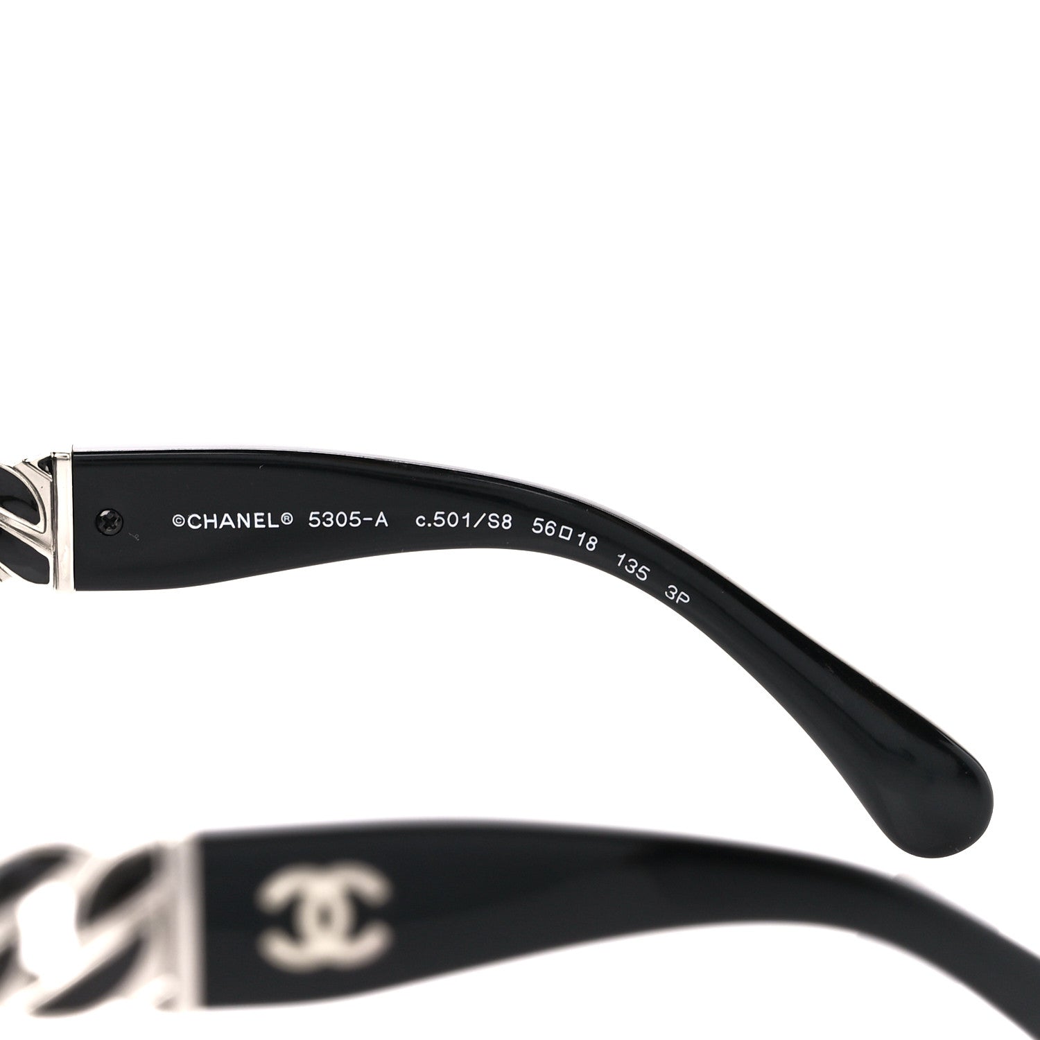 Chanel Acetate Metal Polarized Chain Square Sunglasses 5305 Black 7 of 8