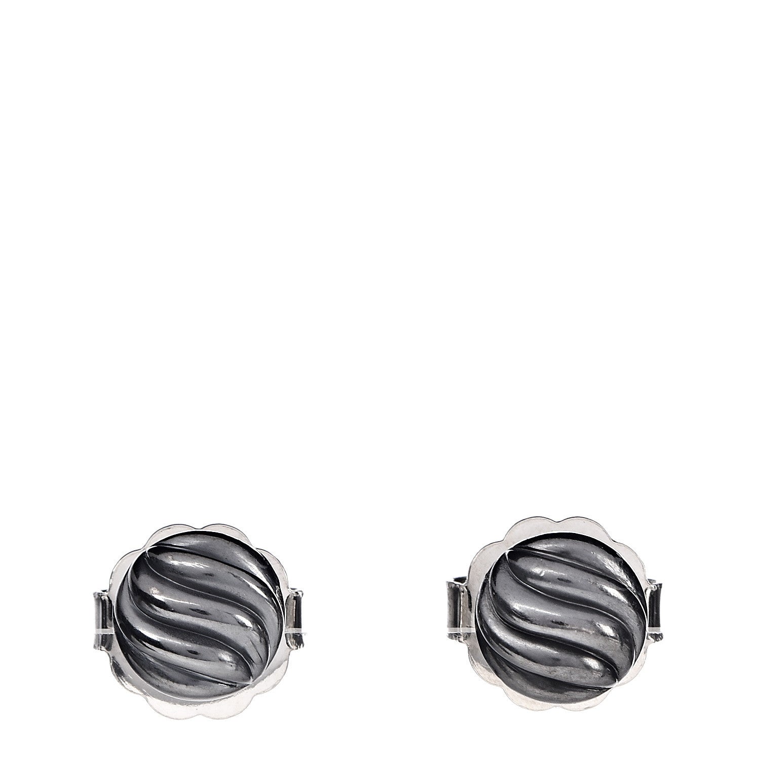 David Yurman Sterling Silver 8mm Sculpted Cable Stud Earrings 1 of 4
