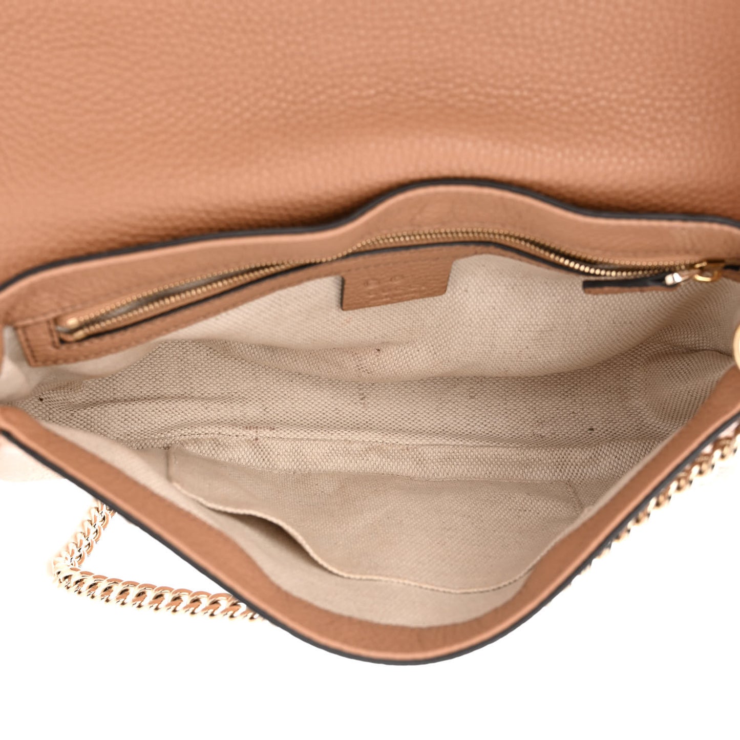 Pebbled Calfskin Medium Soho Flap Crossbody Camelia