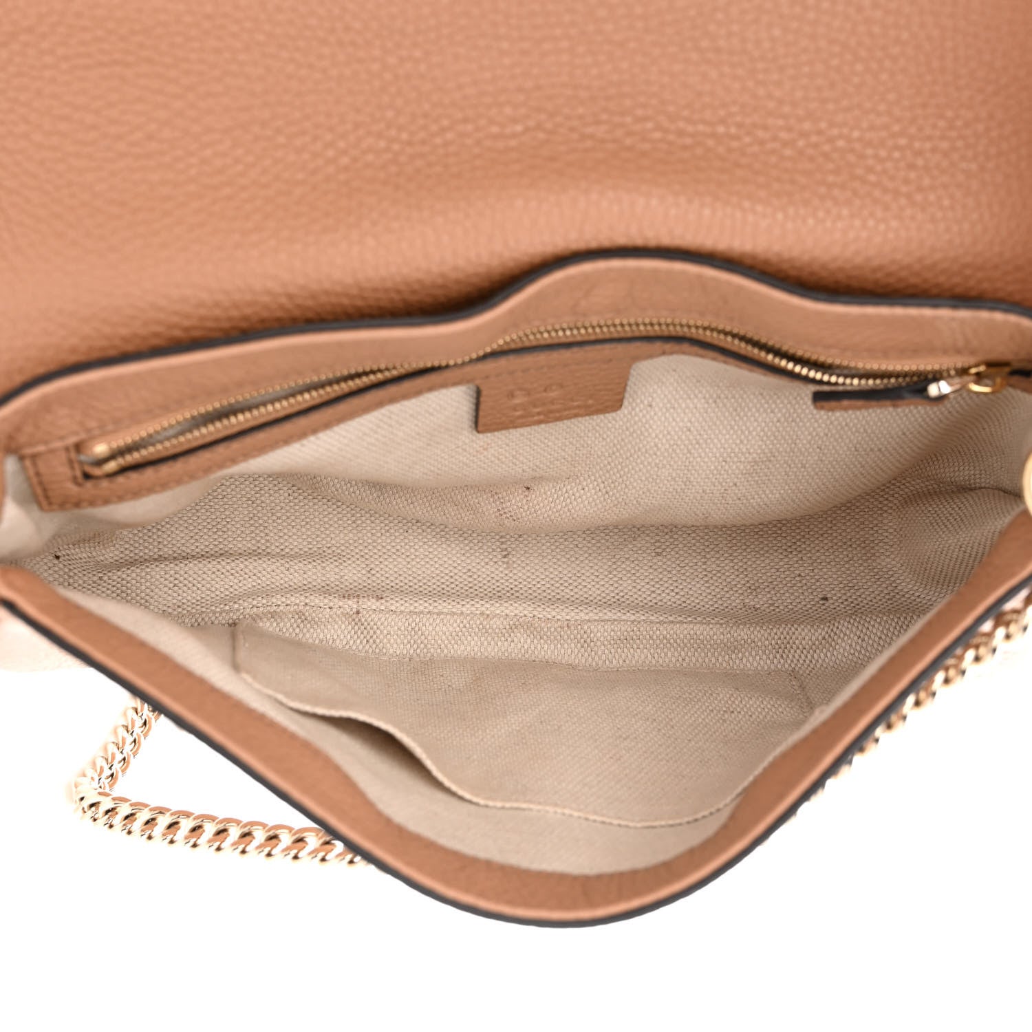 Gucci Pebbled Calfskin Medium Soho Flap Crossbody Camelia 5 of 12