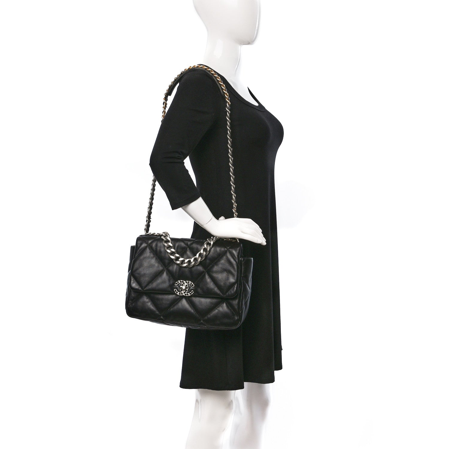 Chanel Lambskin Quilted Large Chanel 19 Flap Black 2 of 9