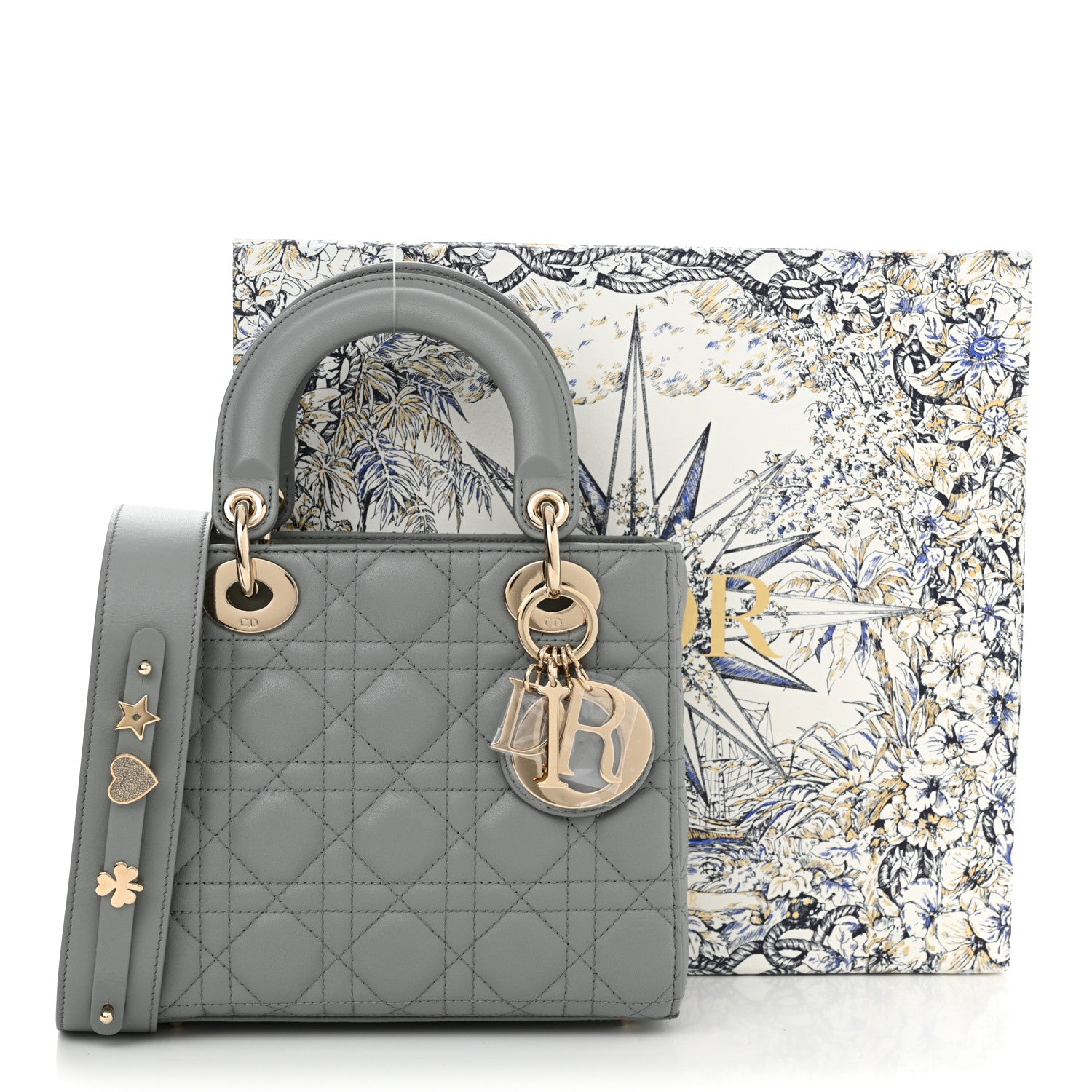 Christian Dior Lambskin Cannage Small My ABCDior Lady Dior Grey 11 of 11