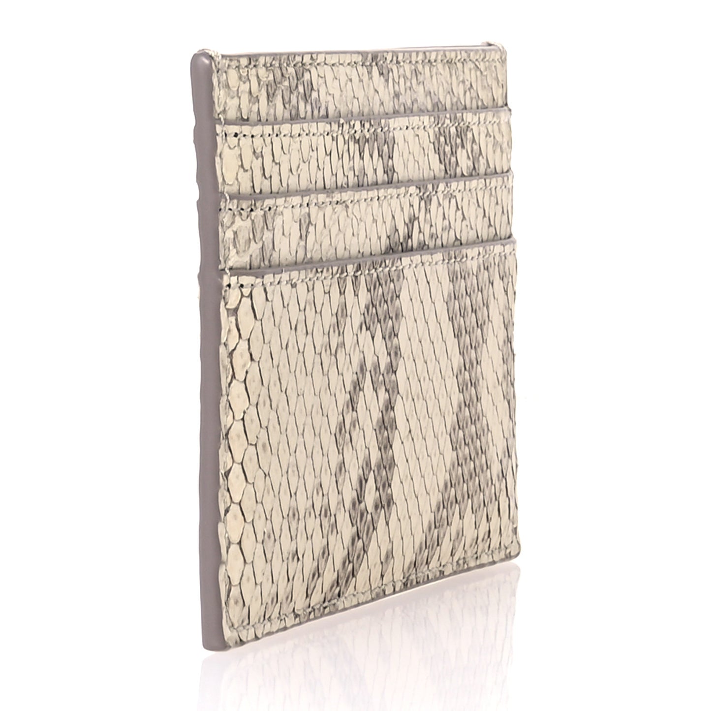 Snakeskin Dior Card Holder Beige Multicolor