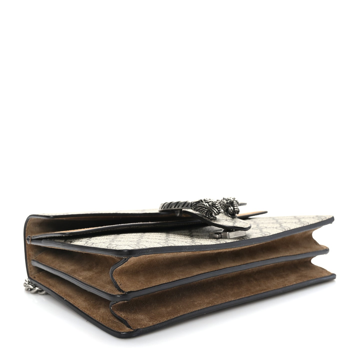 GG Supreme Monogram Suede Crystal Small Dionysus Shoulder Bag Beige Ebony Taupe