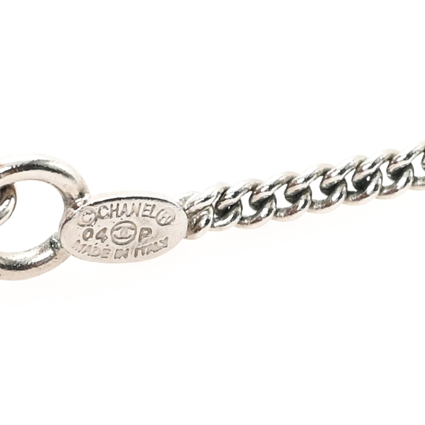 Metal Resin Cassette CC Charm Necklace Silver Black