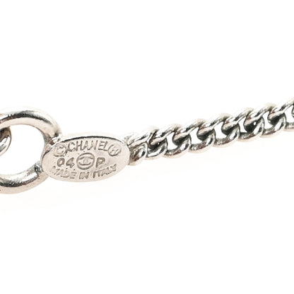 Chanel Metal Resin Cassette CC Charm Necklace Silver Black 4 of 4