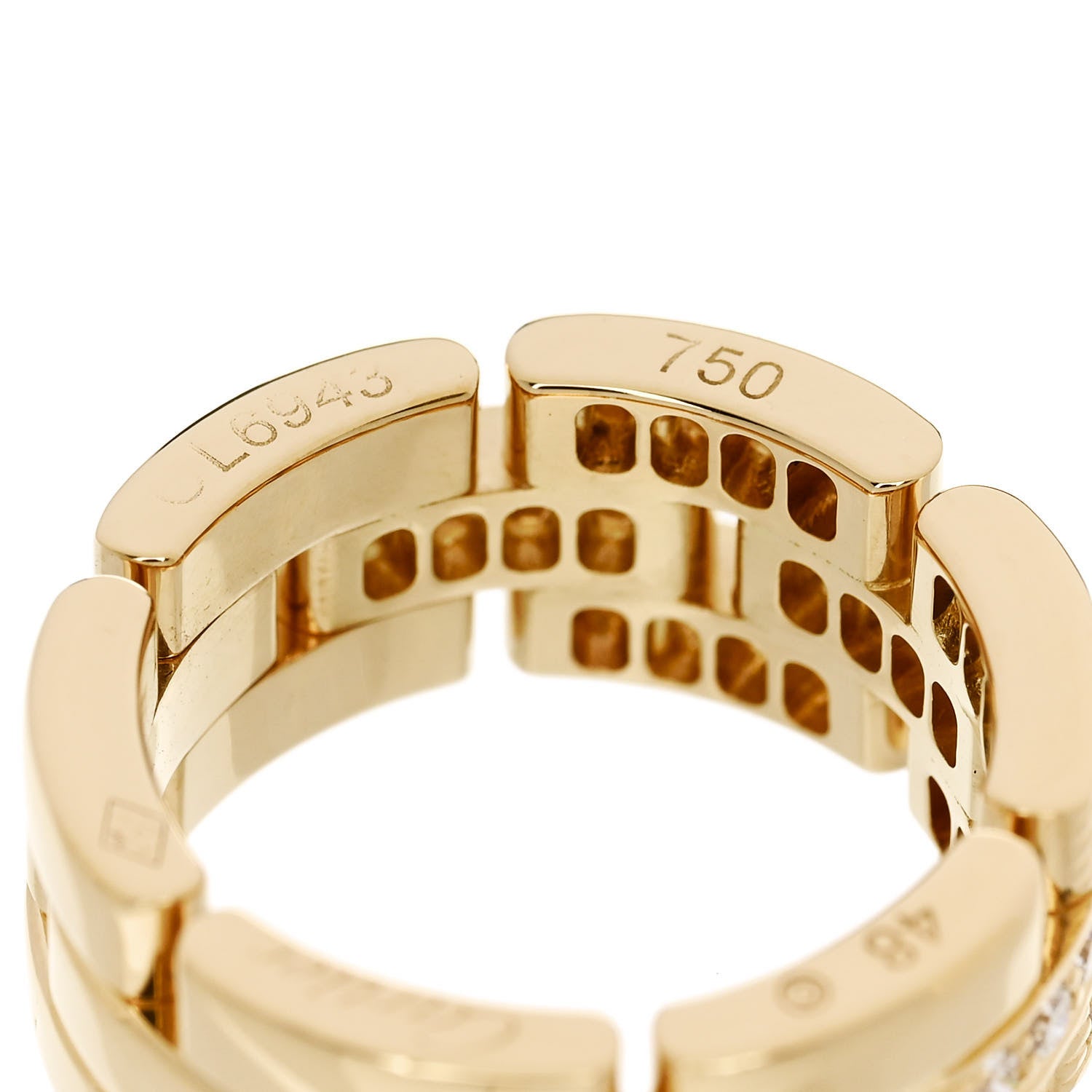 Cartier 18K Gold Diamond Maillon Panthere 3 Half Rows Paved Ring 48/4.5 5 of 6