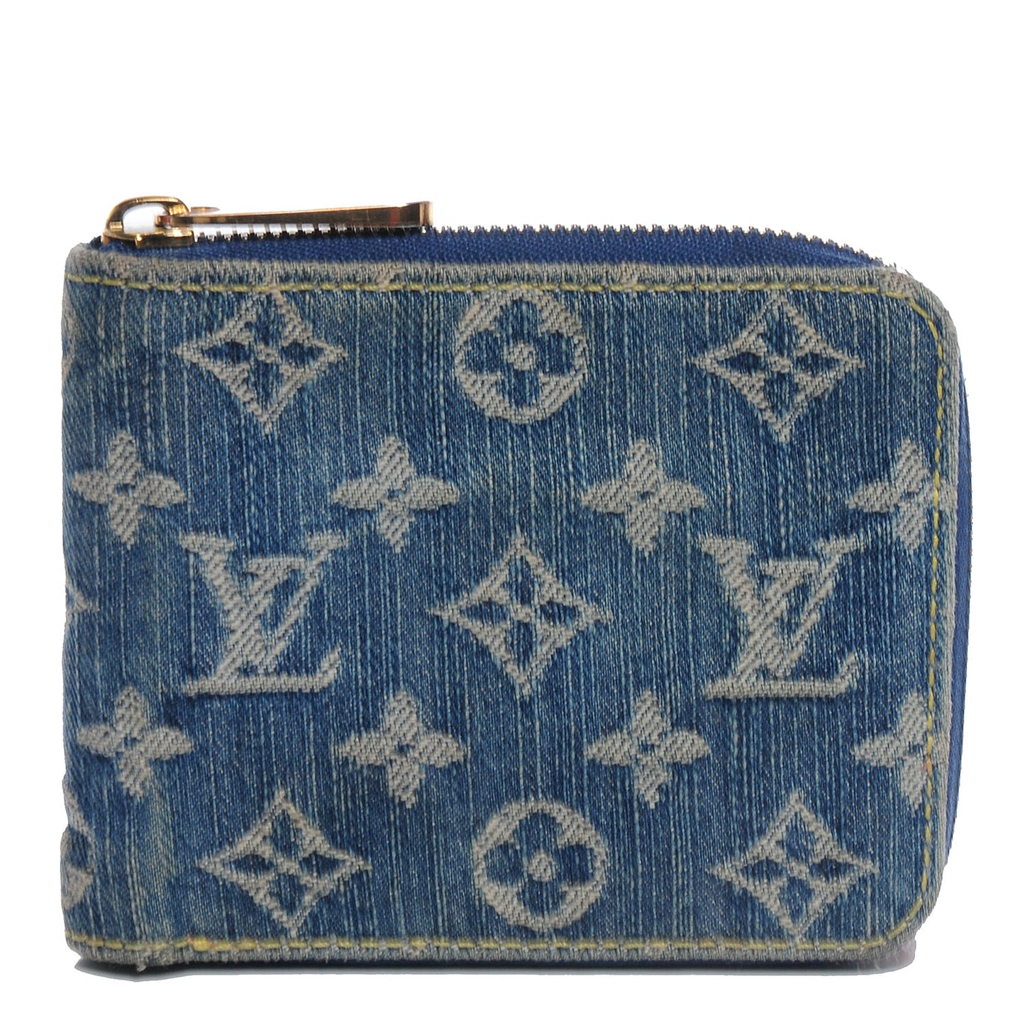 Denim Zip Compact Wallet Blue