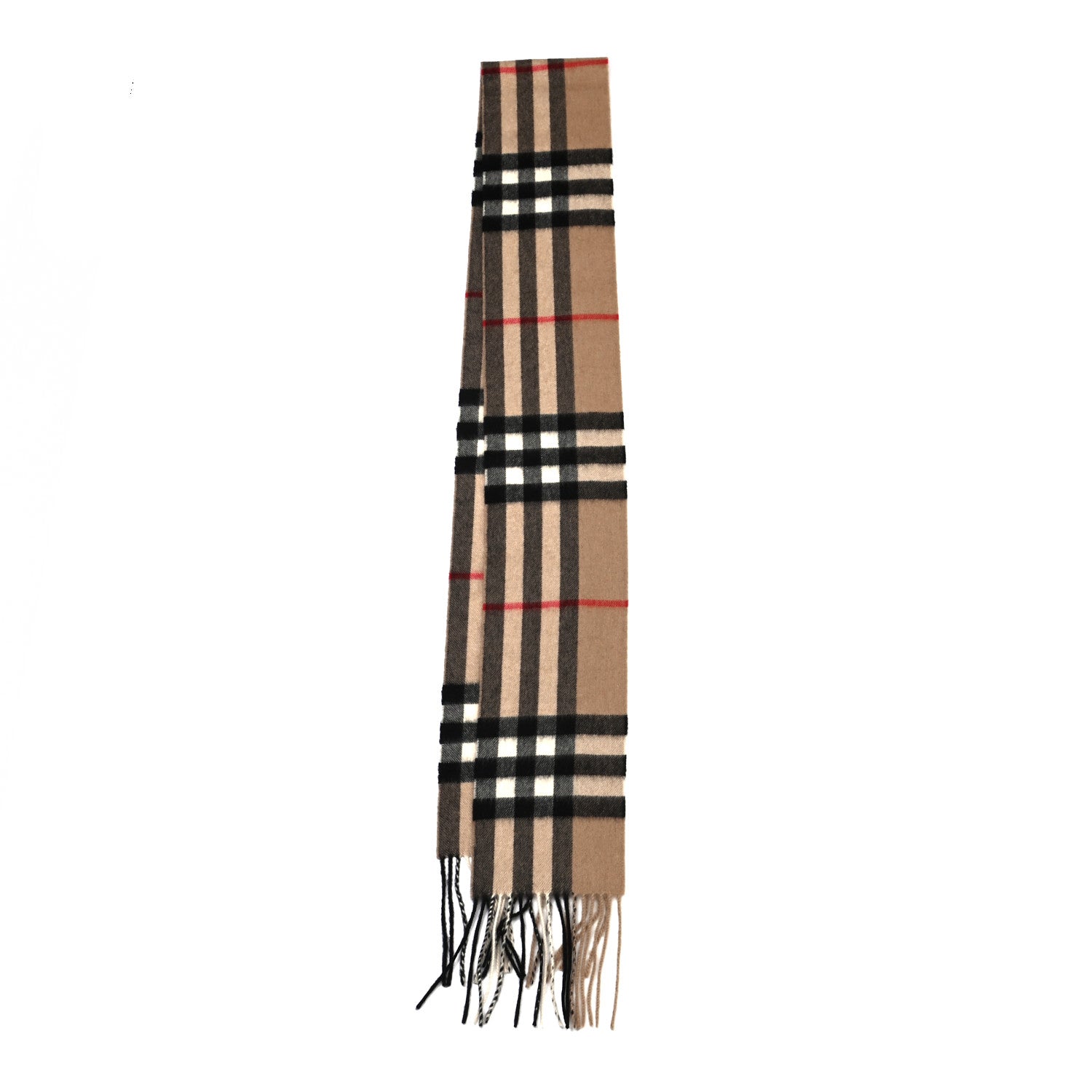 Burberry Cashmere Giant Check Fringe Scarf Archive Beige 2 of 4
