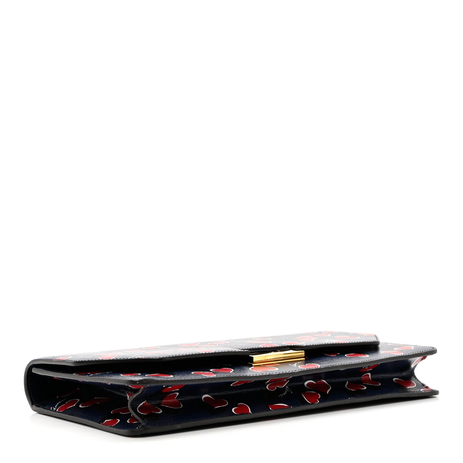 Gucci Textured Calfskin Heartbeat Print Clutch Blue 3 of 6