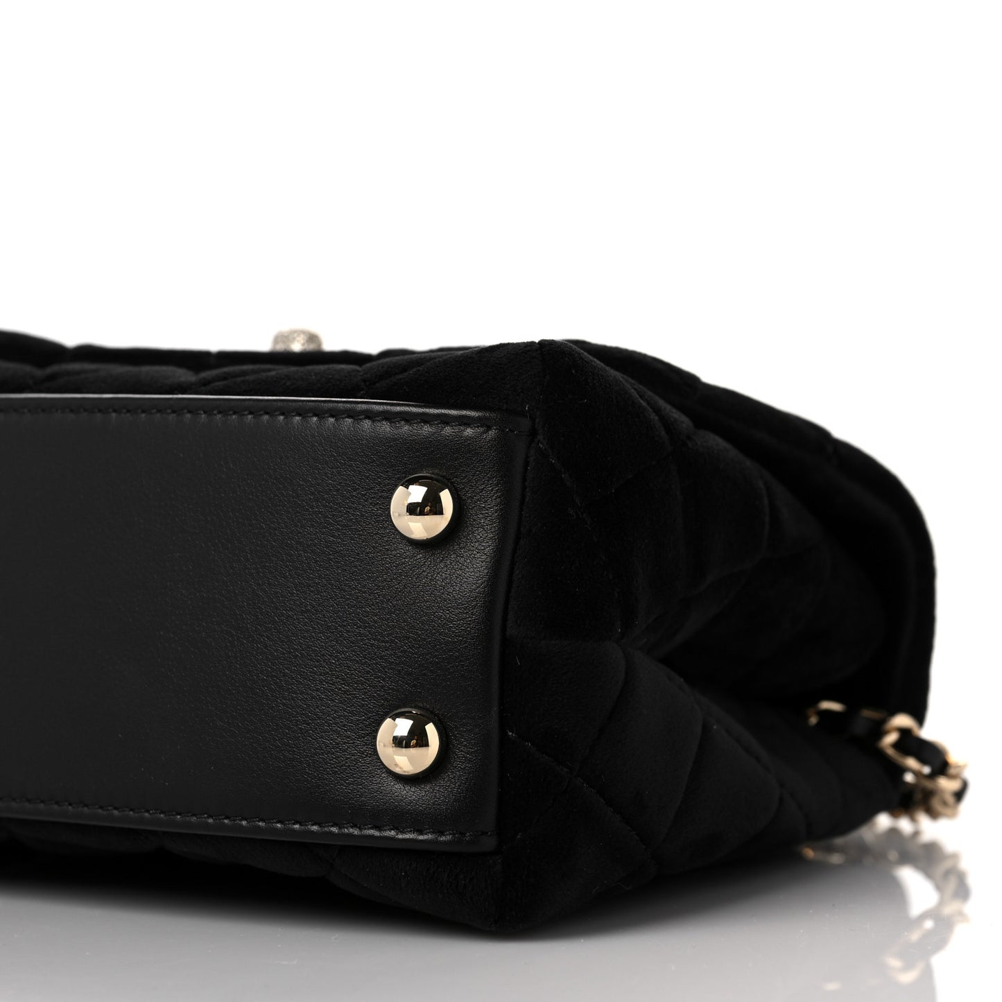 Velvet Crystal Quilted Extra Mini Coco Handle Flap Black