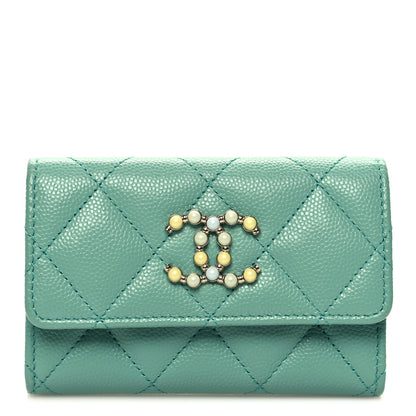 Chanel Caviar Pearl Quilted Coco Candy Flap Card Holder Turquoise 1 of 10