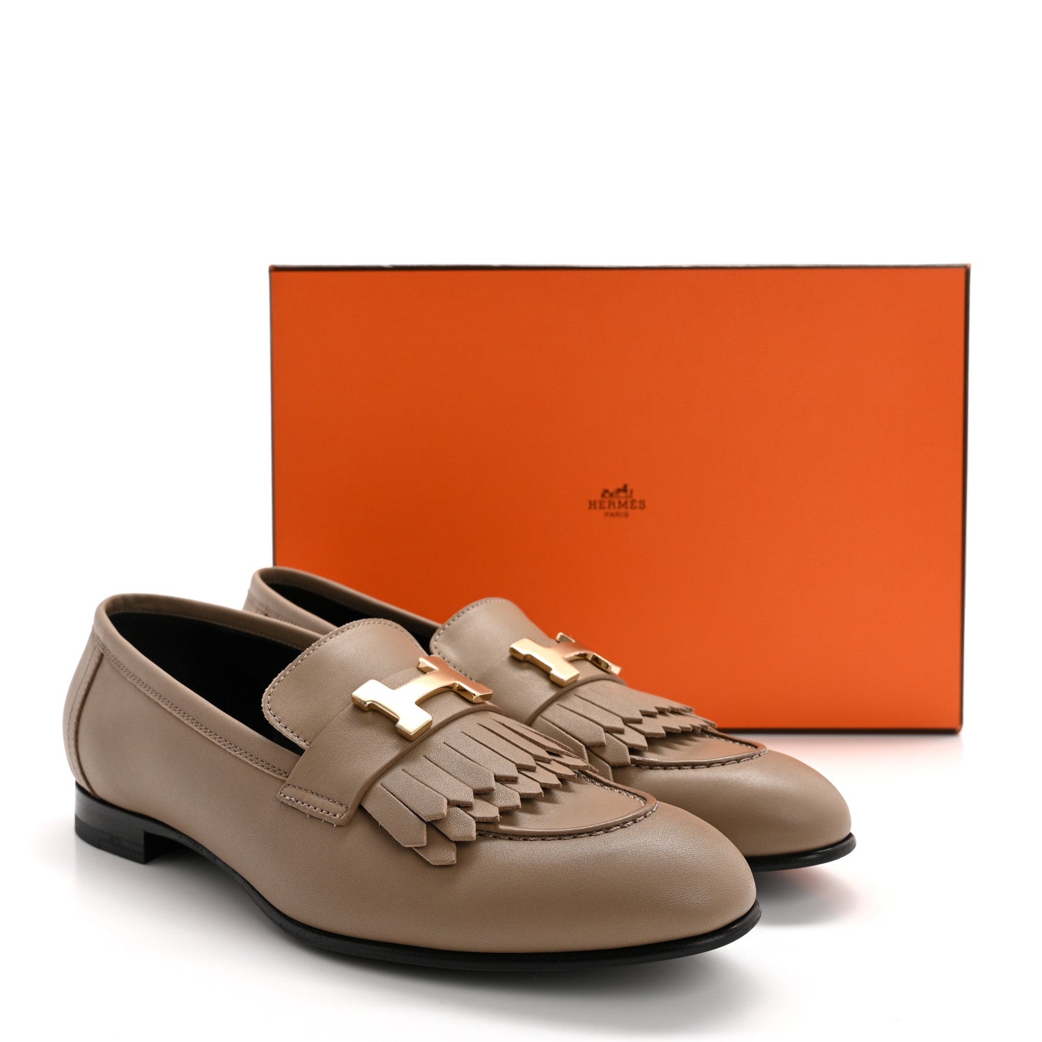 Hermes Goatskin Womens Royal Loafers 38 Beige Argile 9 of 9