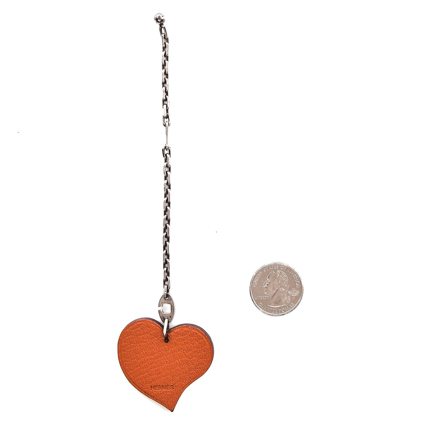 Hermes Chevre Chaine D'Amour Heart Key Chain Bag Charm Rouge Vif Orange 2 of 5