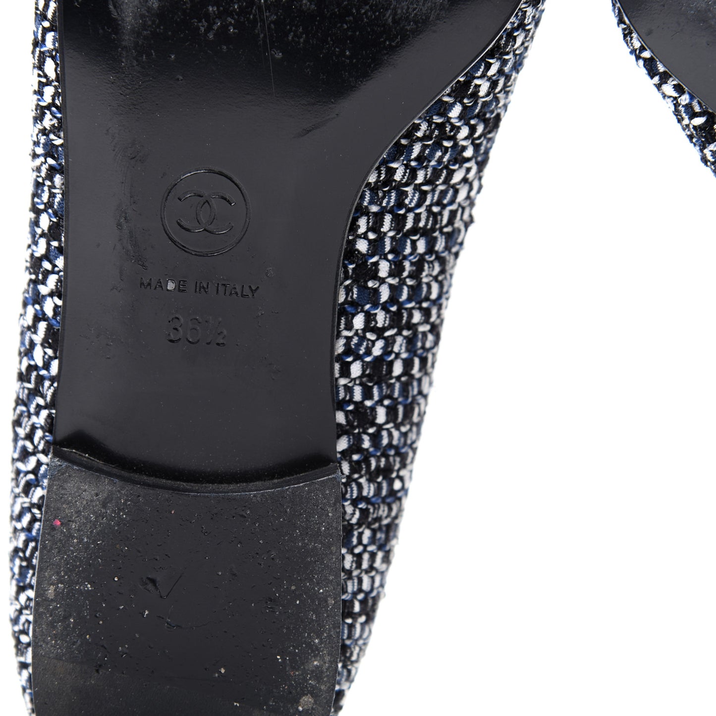 Tweed Lambskin Cap Toe Charm Loafers 36.5 Black Multicolor