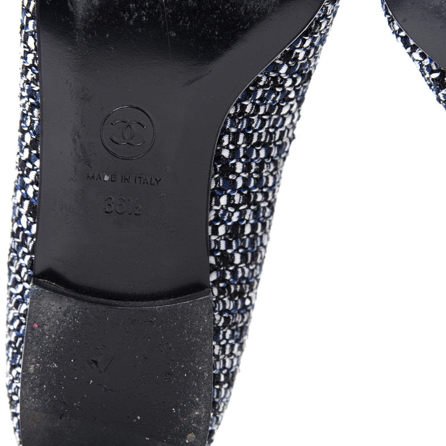 Chanel Tweed Lambskin Cap Toe Charm Loafers 36.5 Black Multicolor 9 of 10