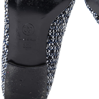 Chanel Tweed Lambskin Cap Toe Charm Loafers 36.5 Black Multicolor 9 of 10