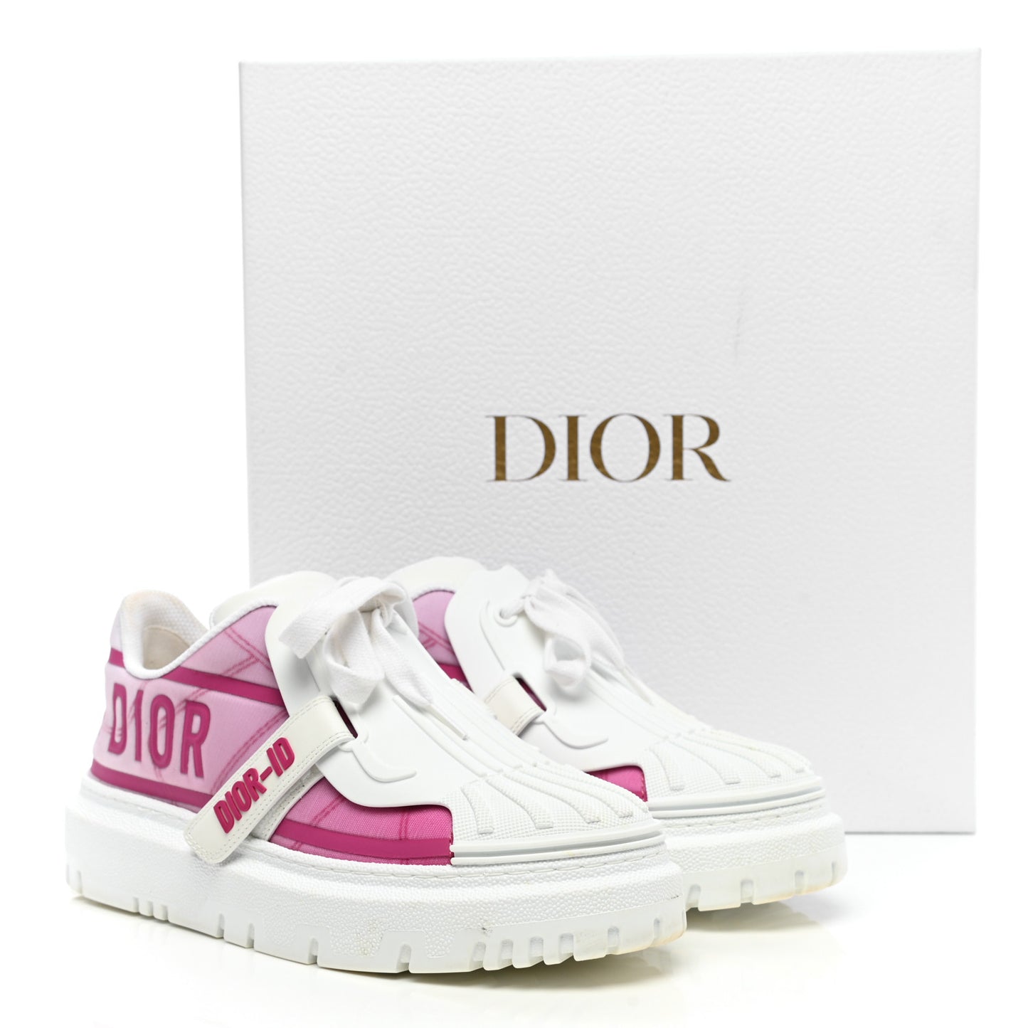 Reflective Fabric Shaded Dior-ID Platform Sneakers 37 Raspberry