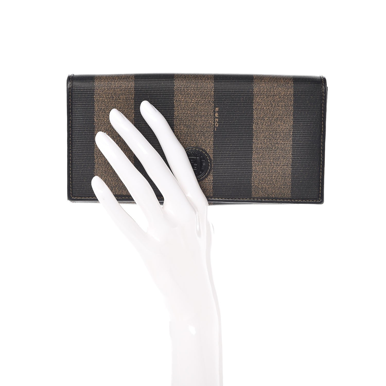 Fendi Pequin Striped Flap Wallet Tobacco 2 of 10