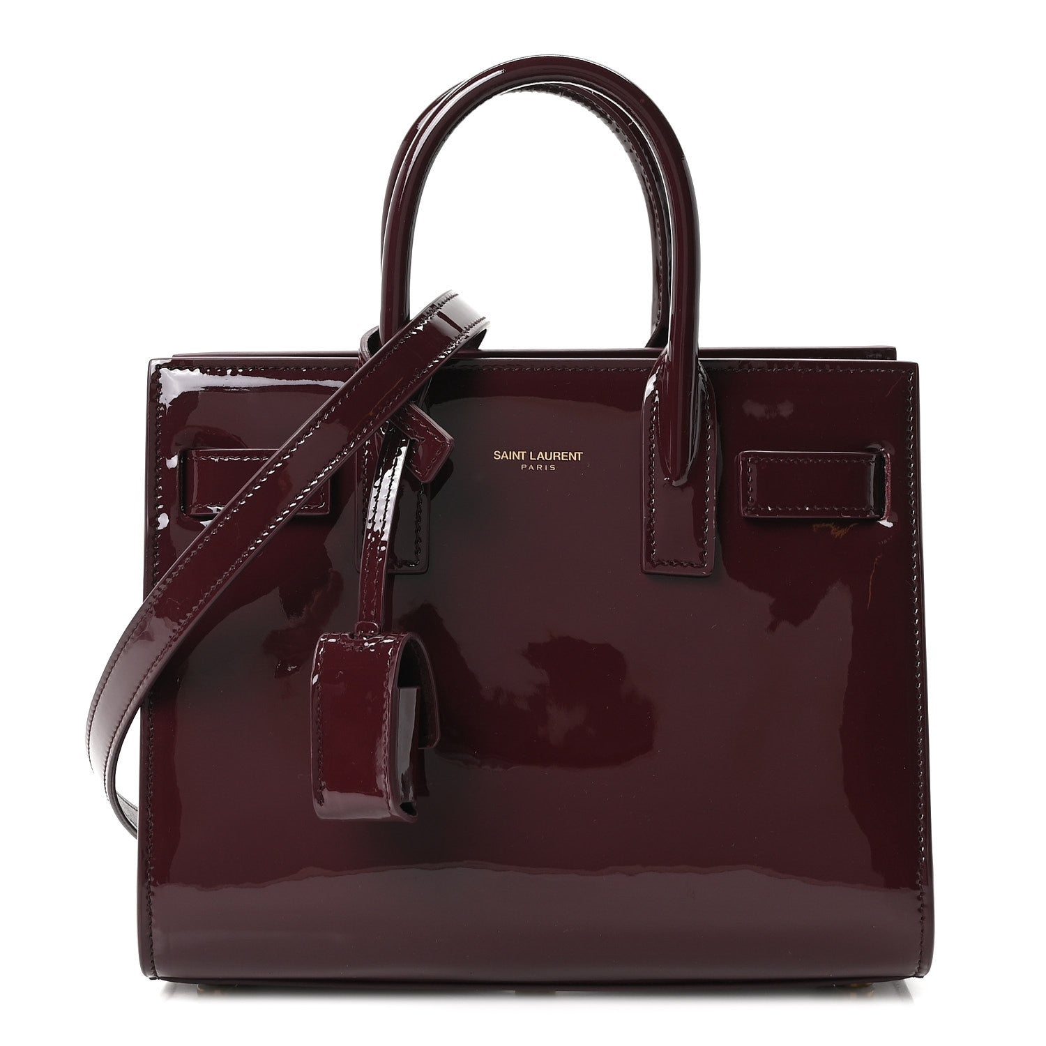 Saint Laurent Patent Nano Sac de Jour Dark Red Wine 1 of 9