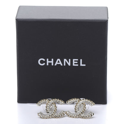 Chanel Crystal Chain CC Earrings Gold 5 of 5