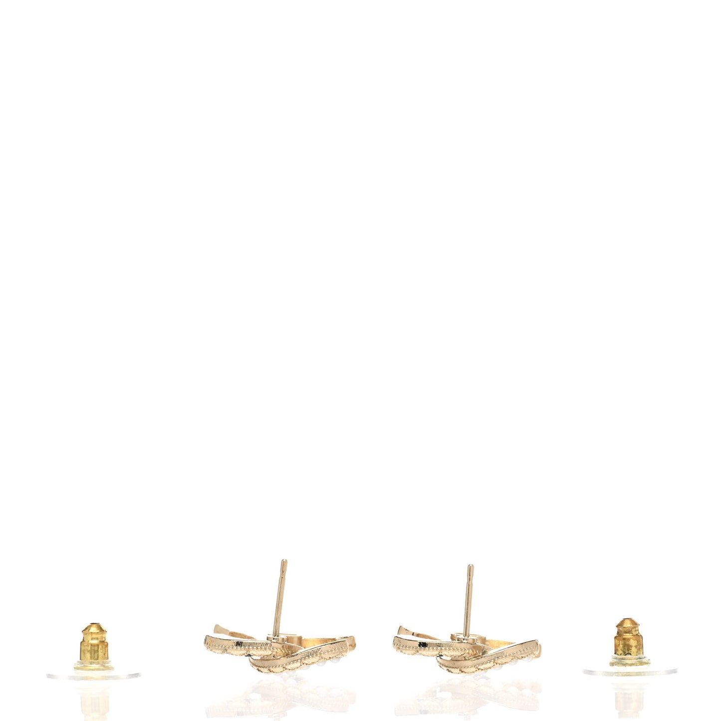 Resin Pearl CC Earrings Gold Black