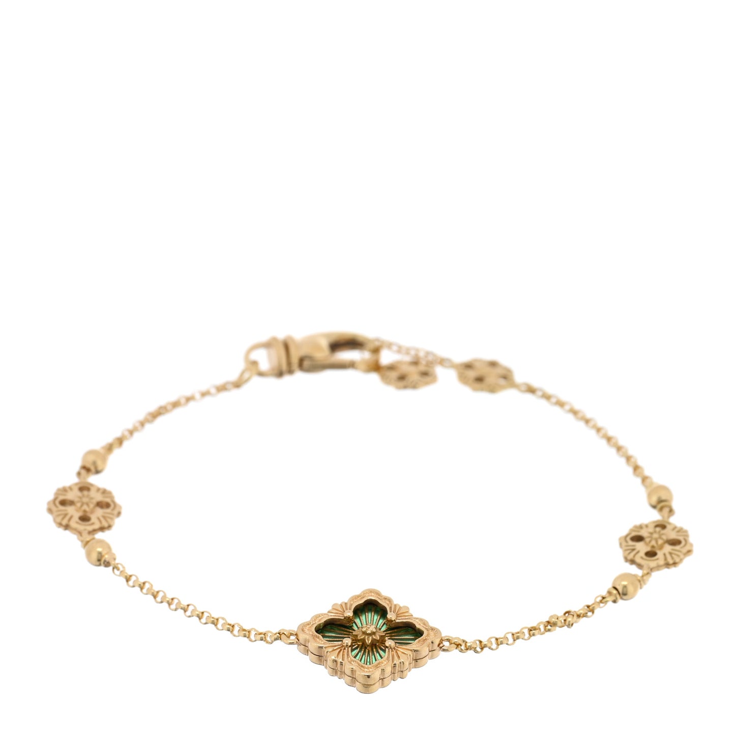 18K Yellow Gold Enamel Opera Tulle Bracelet Green Green
