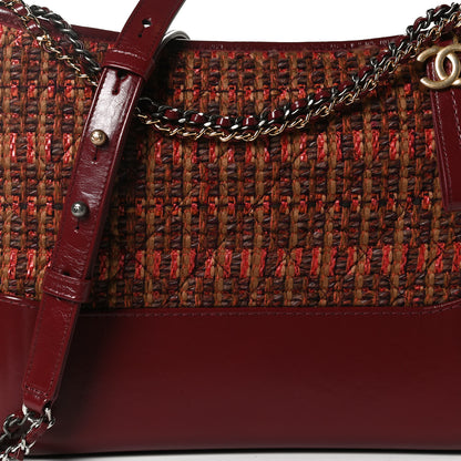 Chanel Tweed Calfskin Medium Gabrielle Hobo Burgundy 8 of 12