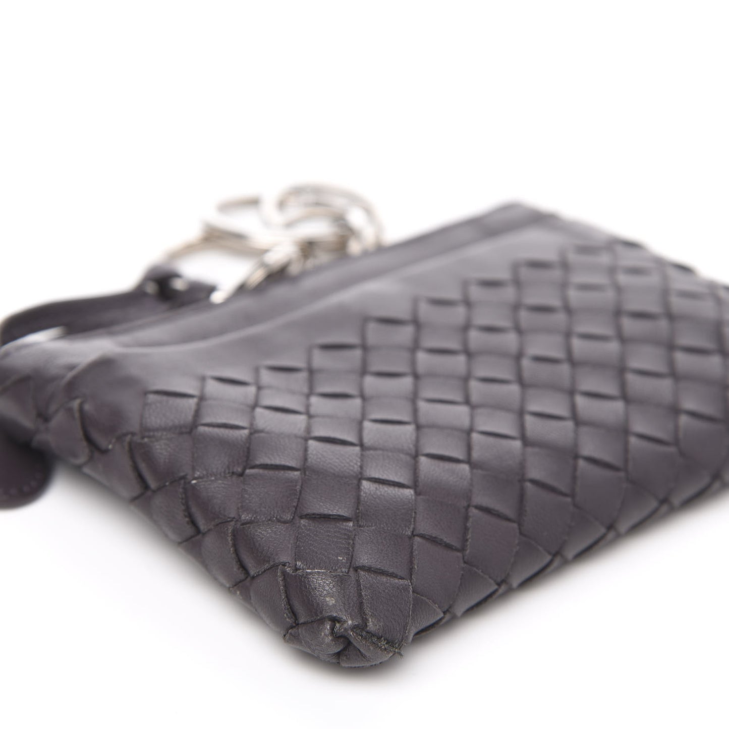 Nappa Intrecciato Key Holder Ebano