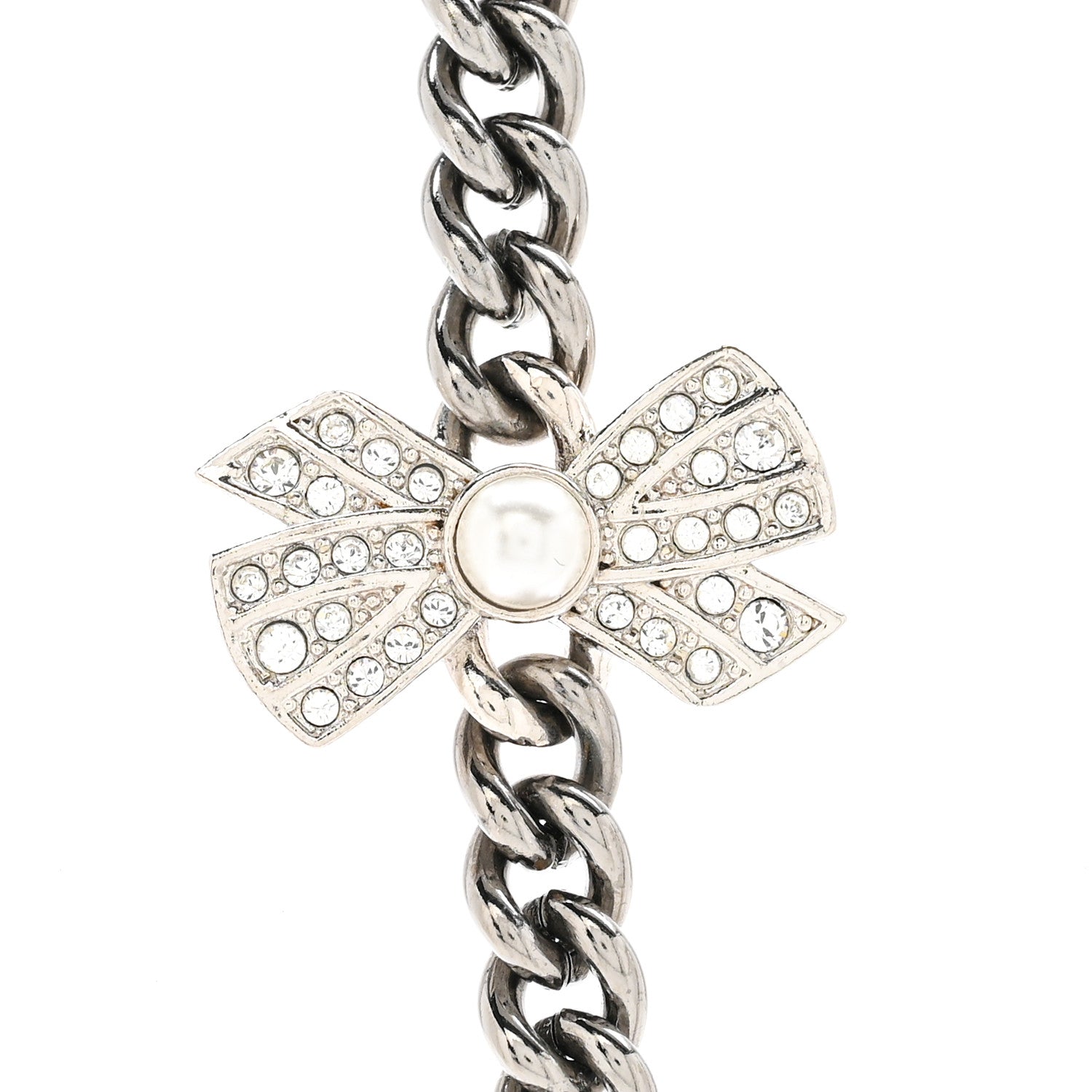 Chanel Ruthenium Crystal Chain CC Lucky Charms Choker Silver 4 of 6