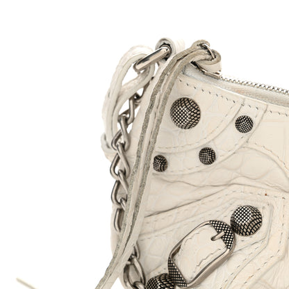 Balenciaga Extra Supple Calfskin Crocodile Embossed Le Cagole Mini Purse With Chain White 15 of 18