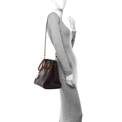 Louis Vuitton Calfskin Monogram Fold Tote MM Black Wine Cream 2 of 9