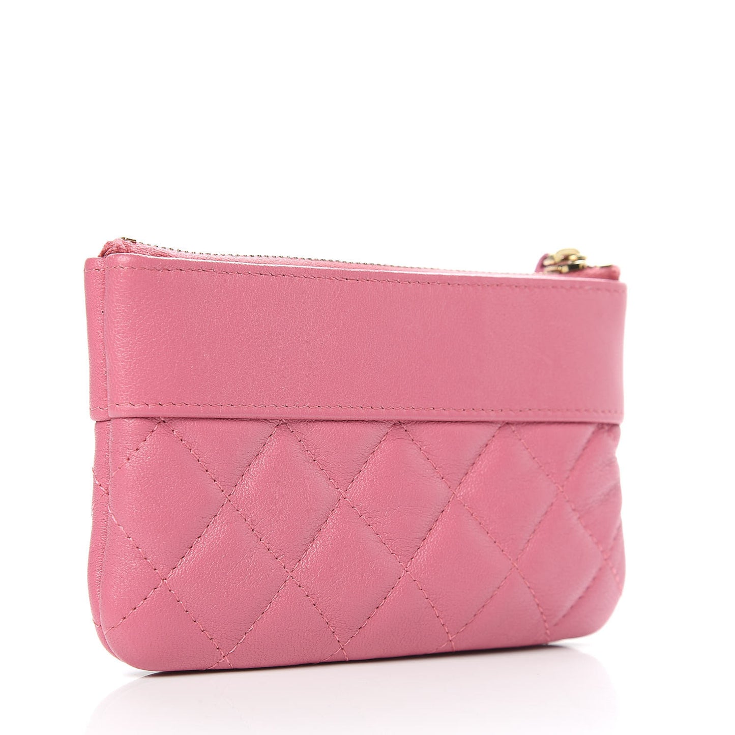 Sheepskin Quilted Small Vintage Mademoiselle Cosmetic Case Dark Pink