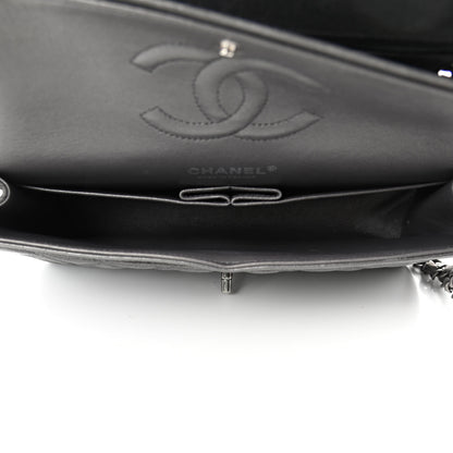 Chanel Metallic Lambskin Quilted Medium Double Flap Pewter 4 of 4