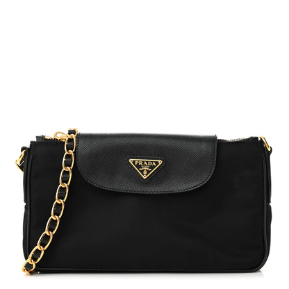 Prada Tessuto Nylon Saffiano Crossbody Bag Black 1 of 12