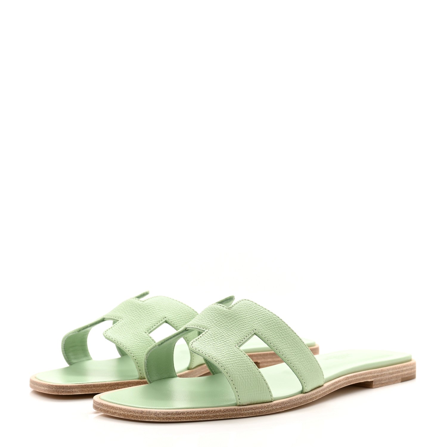 Hermes Epsom Oran Sandals 38.5 Vert Jade 3 of 8